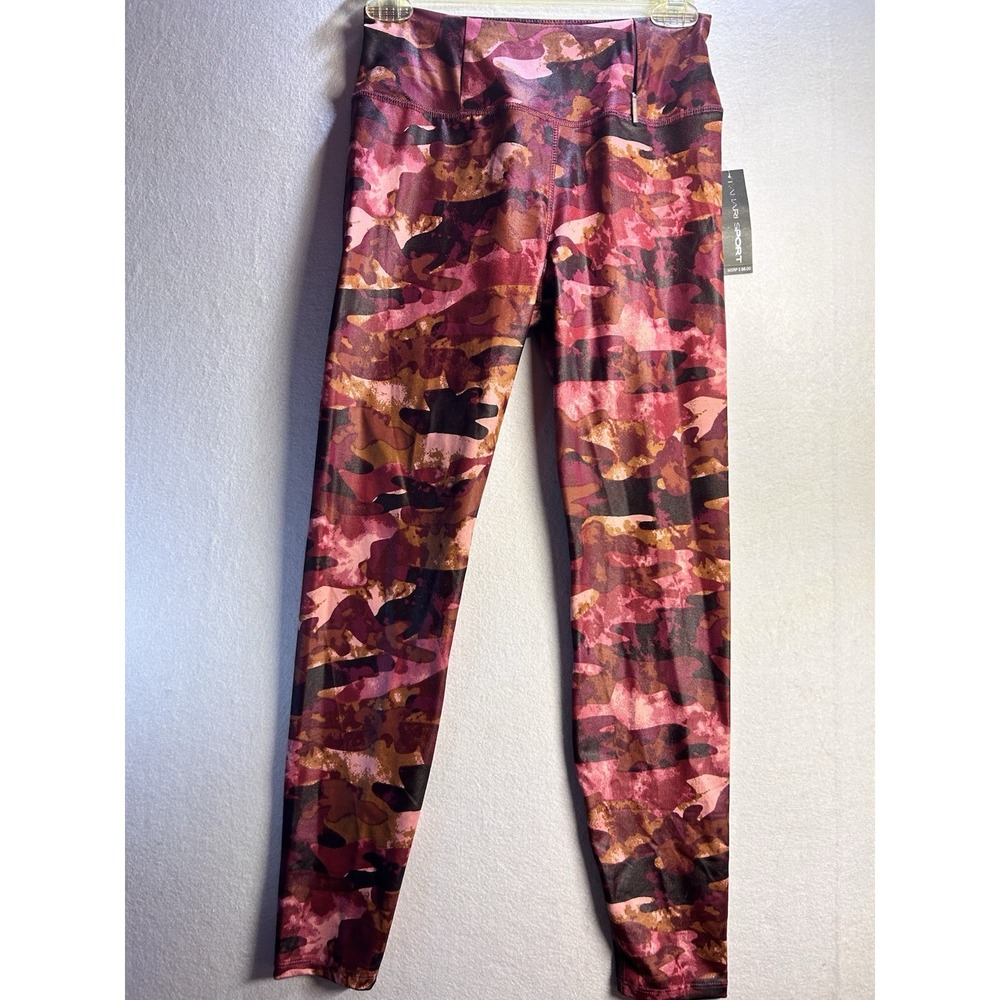 Tahari Sport High Rise Ankle Leggings Stretch Zip Pocket Pink Camo Womens S